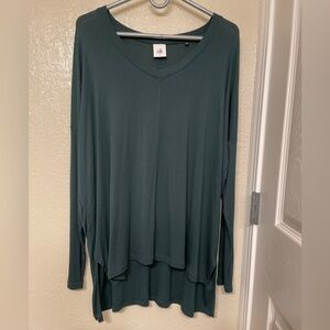 CAbi Carefree T Hunter Green Knit Tunic oversized spandex soft stretch capsule L